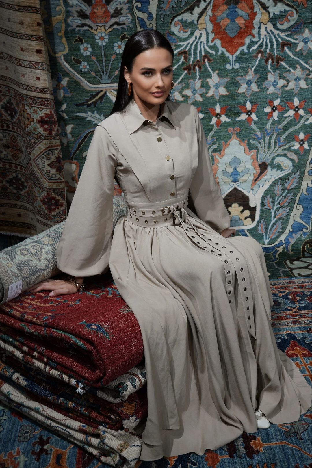 Beige Linen Dress - 1