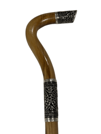 Natural Olive Wood Cane with Oxidized Silver thumb 5