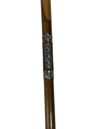 Natural Aatam Wood Cane with Oxidized Silver thumb 5