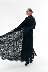 Black lace abaya thumb 4