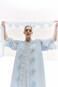 Light blue embroidery abaya thumb 5