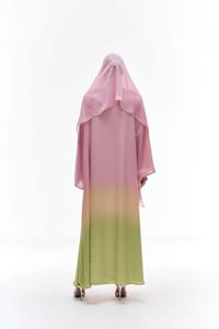 Ombreh pink green abaya thumb 2