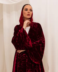 Burgundy lines abaya thumb 1