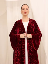 Burgundy lines abaya thumb 3