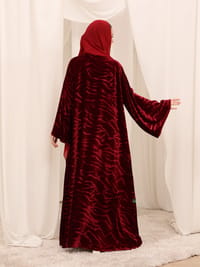Burgundy lines abaya thumb 2