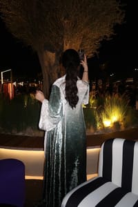 Green ombre velvet abaya thumb 1