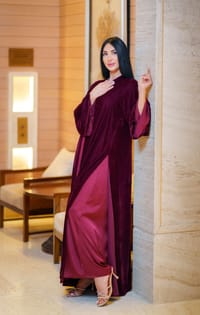Burgundy velvet with satin thumb 4