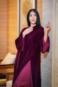 Burgundy velvet with satin thumb 2