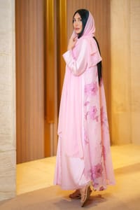 Pink flowers abaya thumb 1