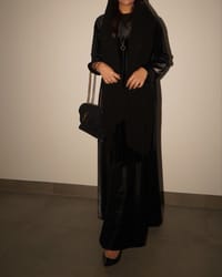 Leather abaya with velvet thumb 1