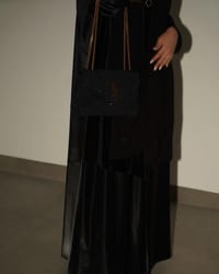 Leather abaya with velvet thumb 2