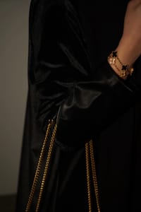 Leather abaya with velvet thumb 4