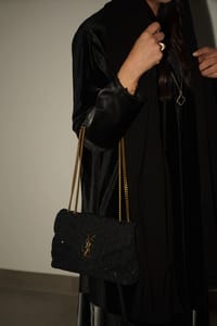Leather abaya with velvet thumb 5