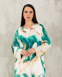 Green and white abaya thumb 1