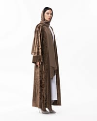 brown velvet abaya winter thumb 1