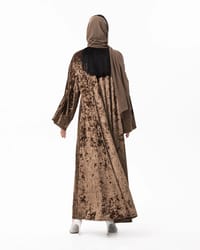 brown velvet abaya winter thumb 2