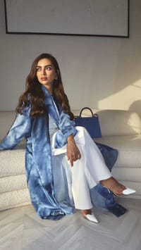 blue Printed Abaya thumb 4