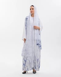 white and blue printed abaya thumb 1