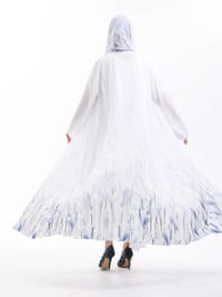 white and blue printed abaya thumb 4