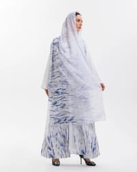 white and blue printed abaya thumb 2