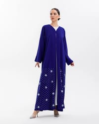 Blue abaya with flowers thumb 1
