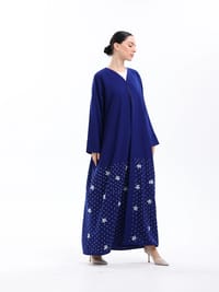 Blue abaya with flowers thumb 2