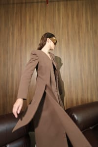 Chocolate Curved-Panel Long Coat thumb 11