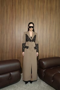 Taupe Black-Lace Panel Coat thumb 21