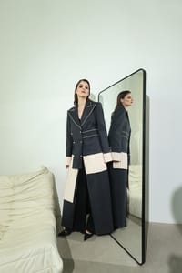 Black Colour-Block Patch Coat thumb 7