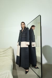 Black Colour-Block Patch Coat thumb 6