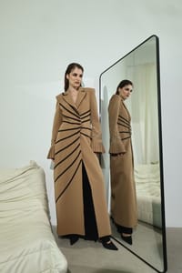Camel Soutache Flared-Cuff Coat thumb 17