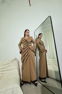 Camel Soutache Flared-Cuff Coat thumb 16