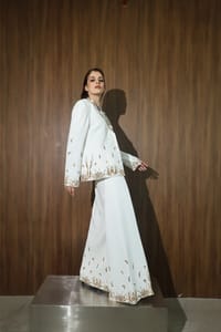 Ivory Gold-Embroidered Coat Set thumb 6