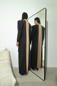 Black Camel Contrast-Panel Long Coat thumb 14