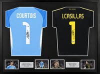 Iker Casillas & Thibaut Courtois Signed Real Madrid Jerseys (Dual Framed) thumb 1
