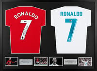 Cristiano Ronaldo Signed Real Madrid & Manchester United Jerseys (Dual Framed) thumb 1