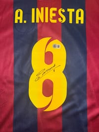 Andres Iniesta Signed 2014/15 FC Barcelona Jersey (BECKETT) thumb 7