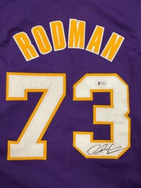 Dennis Rodman Signed Los Angeles Lakers Jersey (BECKETT) thumb 11