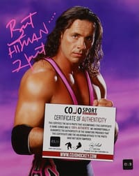 Bret "Hitman" Hart Signed WWE FRAMED Poster (COJO) thumb 3