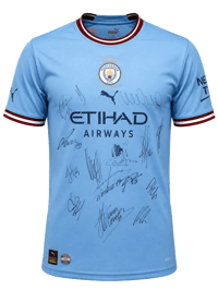 MANCHESTER CITY 2022/23 SQUAD SIGNED JERSEY thumb 4