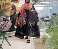 Printed Silk Abaya w Georgette Tarha P4 thumb 1
