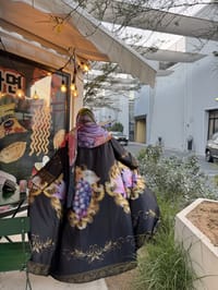 Printed Silk Abaya w Georgette Tarha P4 thumb 2