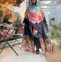 Printed Silk Abaya w Georgette Tarha P3 thumb 1