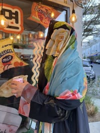 Printed Silk Abaya w Georgette Tarha P3 thumb 3