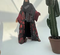 Flame Silk Abaya Georgette Tarha k2 thumb 1