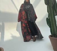 Flame Silk Abaya Georgette Tarha k2 thumb 2