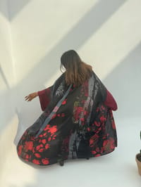 Flame Silk Abaya Georgette Tarha k2 thumb 4