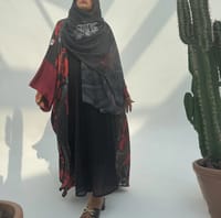 Flame Silk Abaya Georgette Tarha k2 thumb 6
