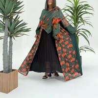 Cotton Abaya w Chiffon Tarha M15 thumb 8