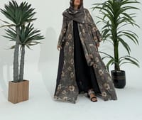 Cotton Abaya w Chiffon Tarha M7 thumb 7